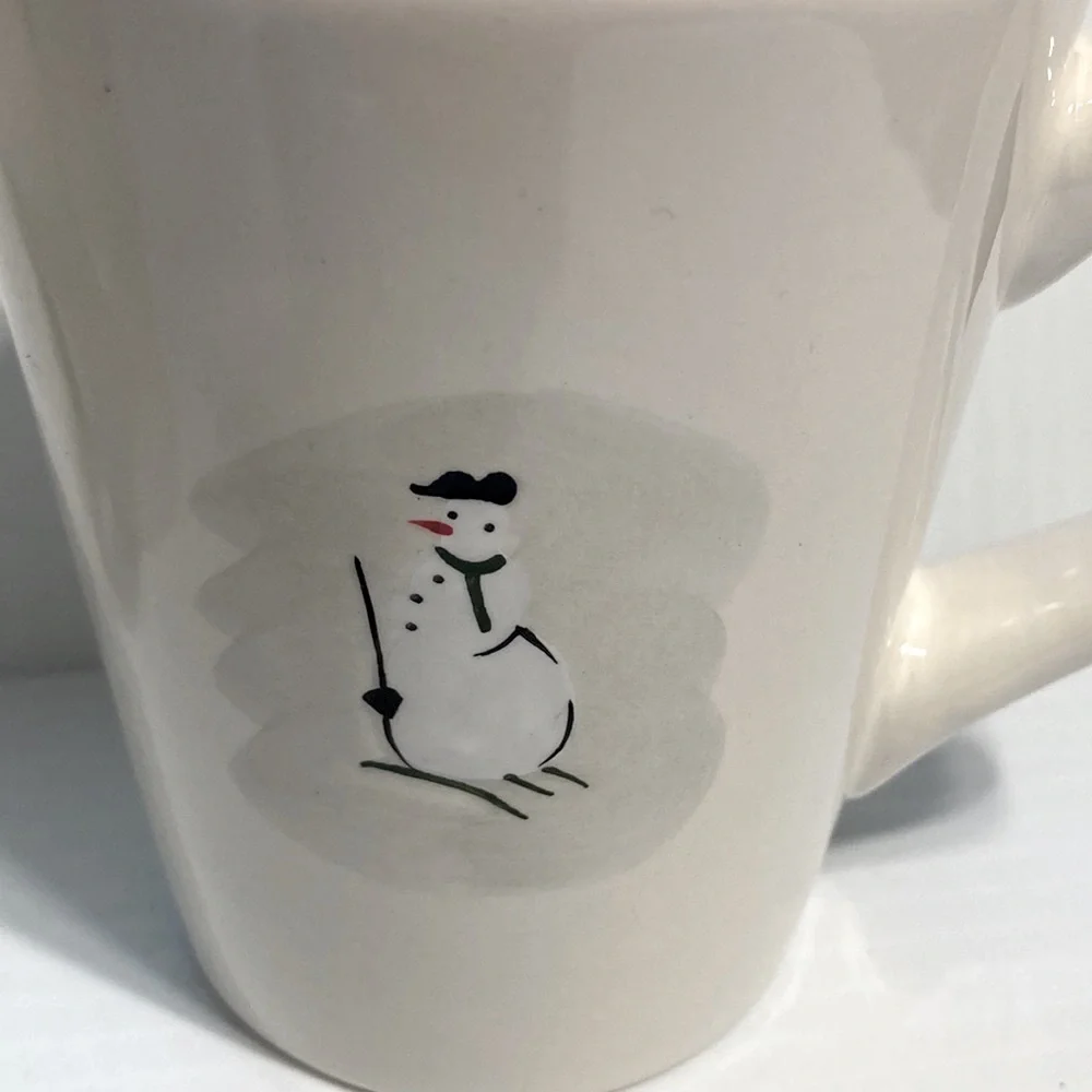 Williams Sonoma Snowmen Holiday Coffee Mug Cups 8 oz SET of 2